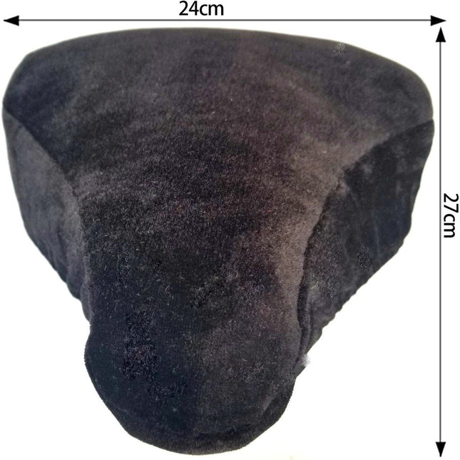 Bicycle Saddle Cover, Fleece Bike Seat Cushion Pad for Cold Weather Riding, Soft Warm Protector for Standard Saddles, 21-27 cm, Black