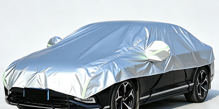 Half Car Cover Sedan with Green Reflective Strip,All Weather Car Body Cover for Sun, Rain, Dust(Fit People Movers,Utes Length 5.2m to 5.8m)-silver
