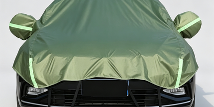 Half Car Cover Sedan with Green Reflective Strip,All Weather Car Body Cover for Sun, Rain, Dust(Fit People Movers,Utes Length 5.2m to 5.8m)-green