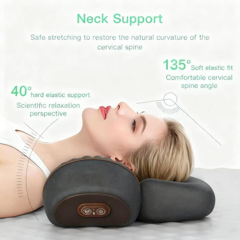 3 in 1 Electric Neck and Shoulder Massager Pillow, USB Heated Cervical Support Cushion for Relaxation, Dark Gray