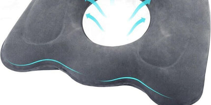 Inflatable Orthopedic Seat Cushion with Center Opening, Gray Ergonomic Pillow for Tailbone, Hemorrhoid and Postpartum Support