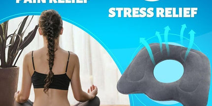 Inflatable Orthopedic Seat Cushion with Center Opening, Gray Ergonomic Pillow for Tailbone, Hemorrhoid and Postpartum Support