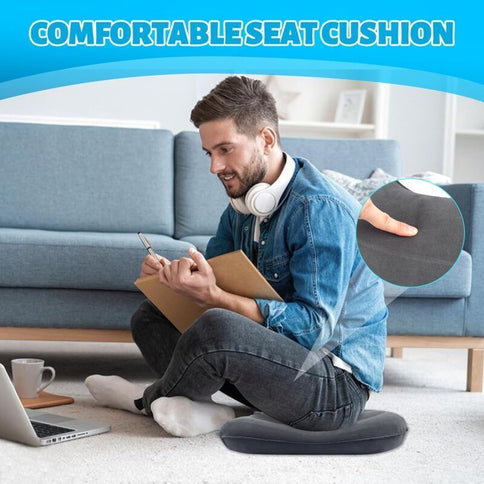 Inflatable Orthopedic Seat Cushion with Center Opening, Gray Ergonomic Pillow for Tailbone, Hemorrhoid and Postpartum Support