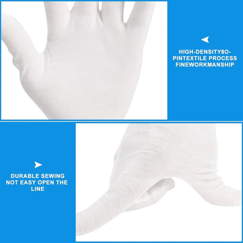 3 Pairs White Cotton Gloves, Soft Breathable Sleeping Gloves for Dry Hands, Skincare, Jewelry Handling and Daily Protection