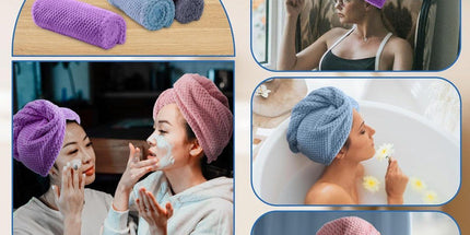 4 Pack Microfiber Hair Towel Wraps, Quick Drying Hair Turban Towels for Long Hair, Bathing, Showering and Daily Hair Care