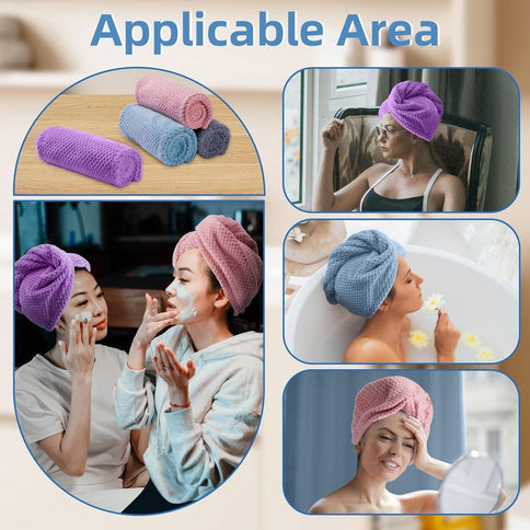 4 Pack Microfiber Hair Towel Wraps, Quick Drying Hair Turban Towels for Long Hair, Bathing, Showering and Daily Hair Care