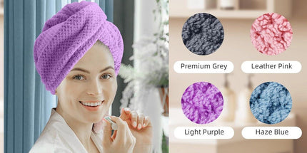 4 Pack Microfiber Hair Towel Wraps, Quick Drying Hair Turban Towels for Long Hair, Bathing, Showering and Daily Hair Care