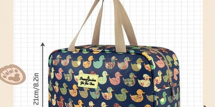 Women's Floral Toiletry Bag, Water Repellent Makeup Travel Case with Handle, 30 x 21 x 12 cm Organizer for Cosmetics