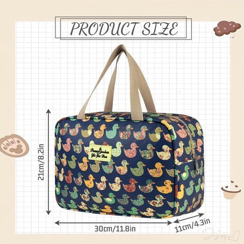 Women's Floral Toiletry Bag, Water Repellent Makeup Travel Case with Handle, 30 x 21 x 12 cm Organizer for Cosmetics