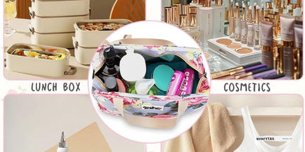 Women's Floral Toiletry Bag, Water Repellent Makeup Travel Case with Handle, 30 x 21 x 12 cm Organizer for Cosmetics
