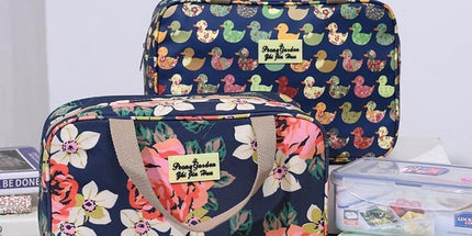 Women's Floral Toiletry Bag, Water Repellent Makeup Travel Case with Handle, 30 x 21 x 12 cm Organizer for Cosmetics