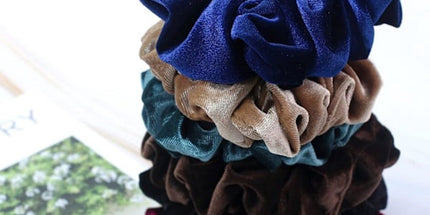 6 Pack Extra Large Velvet Scrunchies, Soft Hair Ties for Thick Hair, Ponytails, Buns and Everyday Women's Styling