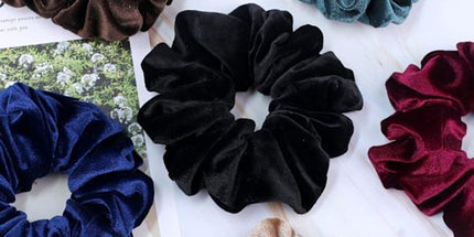 6 Pack Extra Large Velvet Scrunchies, Soft Hair Ties for Thick Hair, Ponytails, Buns and Everyday Women's Styling