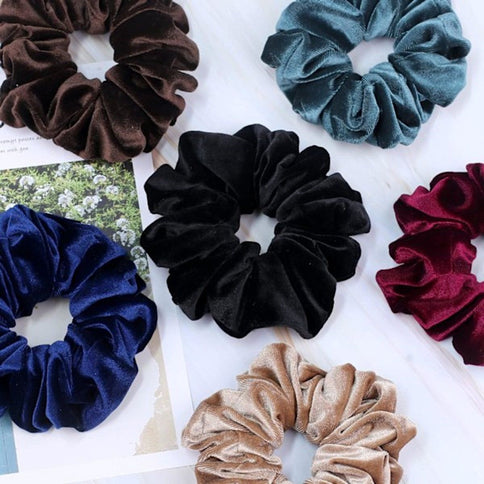 6 Pack Extra Large Velvet Scrunchies, Soft Hair Ties for Thick Hair, Ponytails, Buns and Everyday Women's Styling