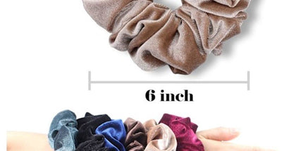 6 Pack Extra Large Velvet Scrunchies, Soft Hair Ties for Thick Hair, Ponytails, Buns and Everyday Women's Styling