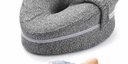 Orthopedic Knee Pillow with Strap, Side Sleeping Pillow for Bed, Ergonomic Leg Pillow, Hip Pain, Osteoarthritis, Posture Correction, Grey