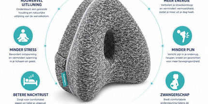 Orthopedic Knee Pillow with Strap, Side Sleeping Pillow for Bed, Ergonomic Leg Pillow, Hip Pain, Osteoarthritis, Posture Correction, Grey