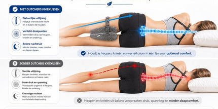 Orthopedic Knee Pillow with Strap, Side Sleeping Pillow for Bed, Ergonomic Leg Pillow, Hip Pain, Osteoarthritis, Posture Correction, Grey