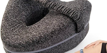 Orthopedic Knee Pillow with Strap, Side Sleeping Pillow for Bed, Ergonomic Leg Pillow, Hip Pain, Osteoarthritis, Posture Correction, Dark Grey