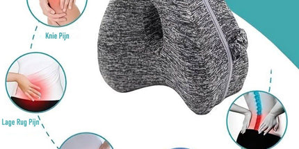 Orthopedic Knee Pillow with Strap, Side Sleeping Pillow for Bed, Ergonomic Leg Pillow, Hip Pain, Osteoarthritis, Posture Correction, Dark Grey
