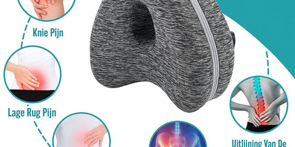 Orthopedic Knee Pillow with Adjustable Strap, Ergonomic Side Sleeping Leg Pillow for Hip and Knee Support, Dark Grey