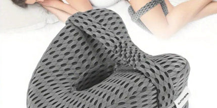 Orthopedic Knee Pillow with Strap, Washable Cover, Side Sleeping Pillow for Bed, Ergonomic Leg Pillow, Osteoarthritis, Posture Correction, Grey