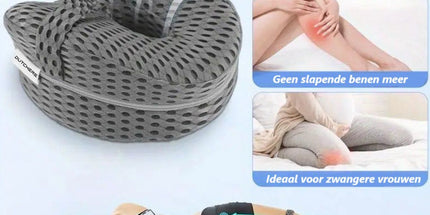 Orthopedic Knee Pillow with Strap, Washable Cover, Side Sleeping Pillow for Bed, Ergonomic Leg Pillow, Osteoarthritis, Posture Correction, Grey