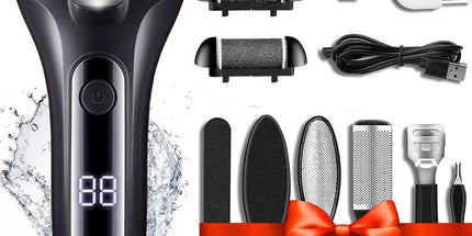 Electric foot file, With 3 roller heads, Professional foot scab remover, Rechargeable pedicure set for removing calluses on feet