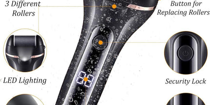 Electric foot file, With 3 roller heads, Professional foot scab remover, Rechargeable pedicure set for removing calluses on feet
