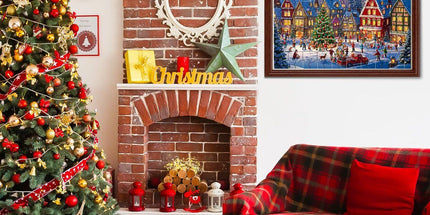 1008 Pieces Advent Calendar Jigsaw Puzzle with 24 Numbered Boxes, Christmas Village Design for Adults and Children, Red, 52 x 75 cm