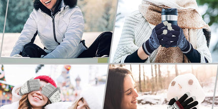 3 Pairs Touch Screen Gloves with Snow Flower Pattern, Warm Knit Winter Gloves Christmas Gifts Stocking Stuffers for Women Gray Blue White