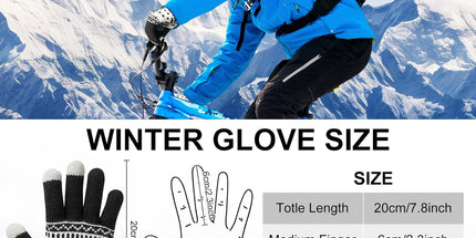 3 Pairs Touch Screen Gloves with Snow Flower Pattern, Warm Knit Winter Gloves Christmas Gifts Stocking Stuffers for Women Red1 Blue White