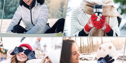 3 Pairs Touch Screen Gloves with Snow Flower Pattern, Warm Knit Winter Gloves Christmas Gifts Stocking Stuffers for Women Red1 Blue White
