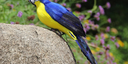 Fake Parrot, 10 x 0.4 Inch Realistic Artificial Birds Model, Fade Birds for Garden Patio Yard Lawns Tropical Tree Wall, Decorative Birds BLUE