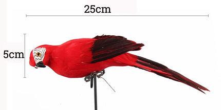 Fake Parrot, 10 x 0.4 Inch Realistic Artificial Birds Model, Fade Birds for Garden Patio Yard Lawns Tropical Tree Wall, Decorative Birds Red