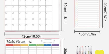 Back to College Refrigerator Daily Calendar Whiteboard for Fridge Meal Planner Board White Board for School Home 6ml Pink One Size D