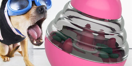Pet Feeding Roly-Poly Toy, Interactive Dog Dispenser Toys Slow Feeder Puzzle Dog Brain Stimulation Toys Dog Christmas Enrichment Boredom Toys for Puppy Small Medium Large Dogs Grad, Green Pink