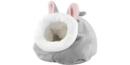 Small Pet Bed, Pig Christmas Bed Warm Hedgehog Hideout Cotton House Sleeping Nest Cage Accessories for Small Animal Habitat Supplies for Hamster Sugar Glider Squirrel Bearded Dragon, Pink Grey