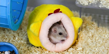 Small Pet Bed, Pig Christmas Bed Warm Hedgehog Hideout Cotton House Sleeping Nest Cage Accessories for Small Animal Habitat Supplies for Hamster Sugar Glider Squirrel Bearded Dragon, Pink Yellow