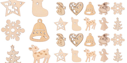 100Pcs Small Wood Holiday Cutouts Unfinished Wood Slices Diy Wood Chips For Christmas Decorations