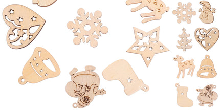 100Pcs Small Wood Holiday Cutouts Unfinished Wood Slices Diy Wood Chips For Christmas Decorations