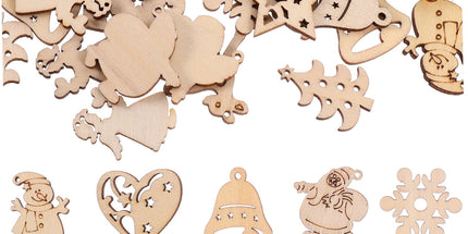 100Pcs Small Wood Holiday Cutouts Unfinished Wood Slices Diy Wood Chips For Christmas Decorations