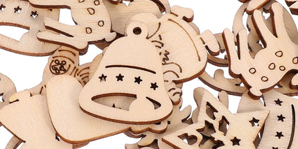 100Pcs Small Wood Holiday Cutouts Unfinished Wood Slices Diy Wood Chips For Christmas Decorations