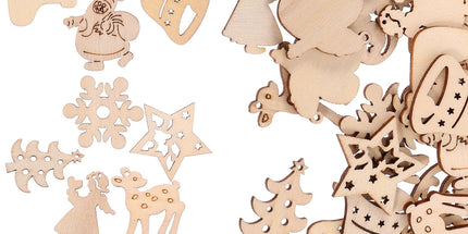 100Pcs Small Wood Holiday Cutouts Unfinished Wood Slices Diy Wood Chips For Christmas Decorations