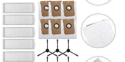 Cecotec Conga 13090 Spin Revol Home Vacuum Filter Dust Bag Side Brush Replacement Kit With 6 Filters 6 Bags 6 Brushes For Efficient Cleaning