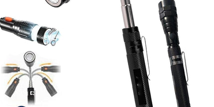 Magnetic Pickup Tool, Gifts for Men, Telescoping Magnet Flashlight, Gifts Idea & Stocking Stuffers for Men, Mechanic, Boyfriend, Christmas Gifts for Dad, Husband, Father, 1 Pcs, 23.6 Inches 23.6" Black