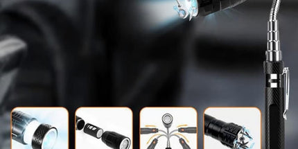 Magnetic Pickup Tool, Gifts for Men, Telescoping Magnet Flashlight, Gifts Idea & Stocking Stuffers for Men, Mechanic, Boyfriend, Christmas Gifts for Dad, Husband, Father, 1 Pcs, 23.6 Inches 23.6" Black
