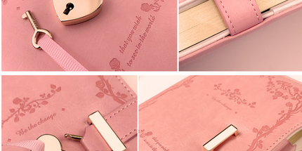 Diary - Journal - diary with lock - password book - Notebook - notebook b6 - diary for adults - books - Retro - Creative - Christmas gifts - Christmas gifts for adults - gift for women - gift for men - pink