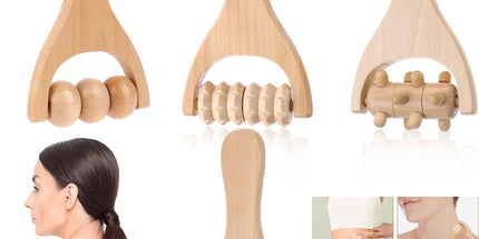 Wooden Massage Roller,4 Pcs Portable Hand Roller Massagers,Wood Therapy Massages Roller Stick,Muscle Back Neck Shoulder Legs Massages Rollers for Gym Studio Office Home