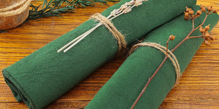 Cotton Linen Napkins Bulk 17"x17" Stonewashed Cloth Dinner Napkins Rustic Thick Table Napkins for Fall Thanksgiving Christmas Party Wedding Decoration (Set of 4, Sage) Emerald Green
